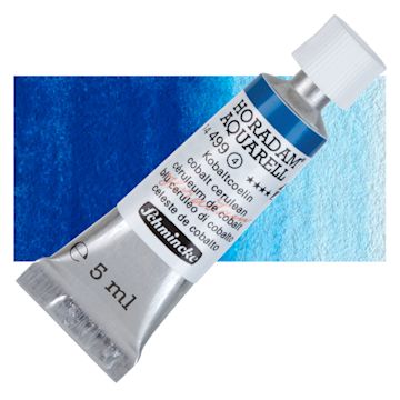 Open in modal - Schmincke Horadam Aquarell Artist Watercolor - Cobalt Cerulean, 5 ml tube and swatch