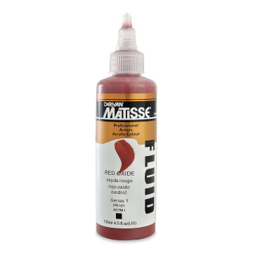 Matisse Fluid Acrylics - Front of 135 ml bottle of Red Oxide
