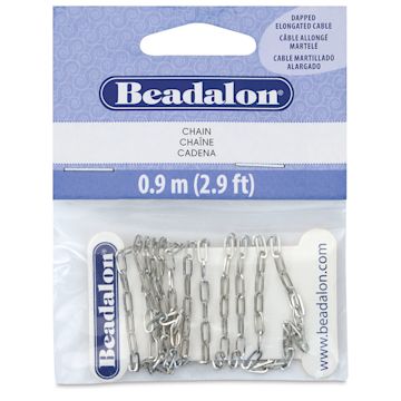 Open in modal - Beadalon Jewelry Chain - Stainless Steel, Dapped Elongated, 5.7 mm x 0.9 m front of packaging