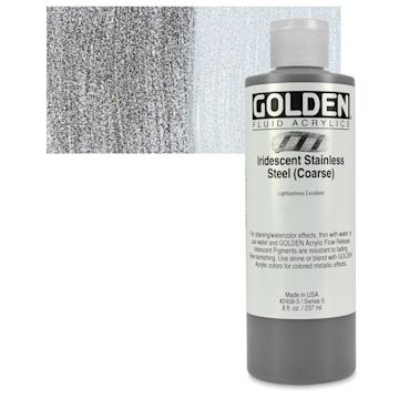 Open in modal - Golden Fluid Acrylic - Iridescent Stainless Steel, 8 oz bottle and swatch