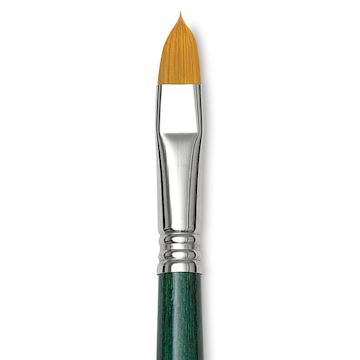 Open in modal - Escoda Barroco Toray Gold Synthetic Brush - Filbert "Cat's Tongue", Long Handle, Size 2