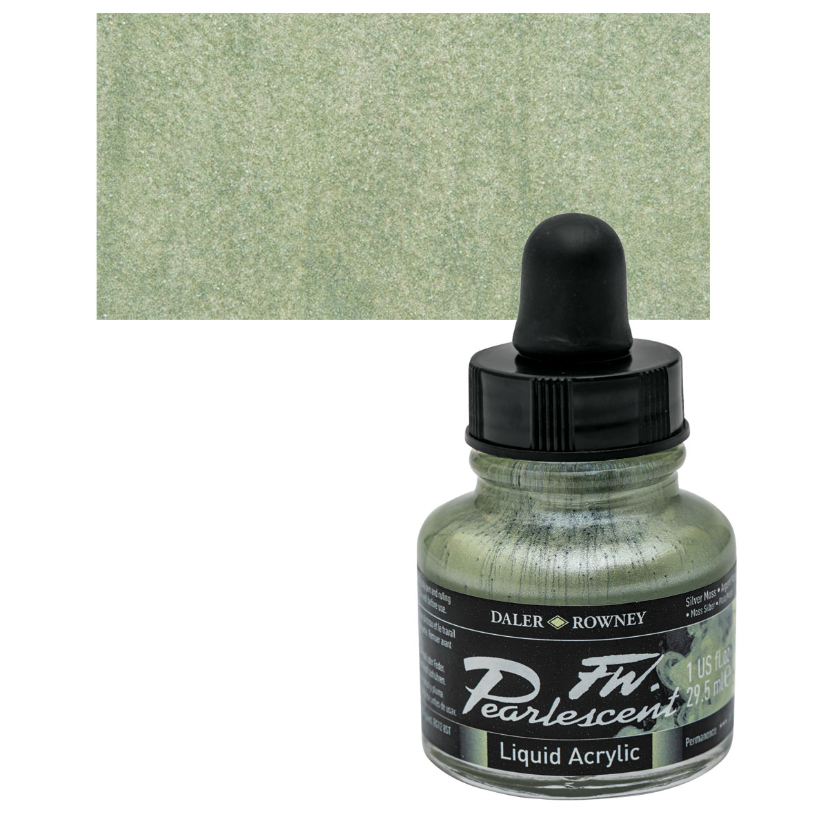 FW Pearlescent Acrylic Ink 1 oz Silver Moss