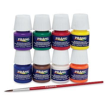 Open in modal - Prang Ready-To-Use Washable Tempera Paints - Set of 8, 0.8 oz jars and brush out of packaging