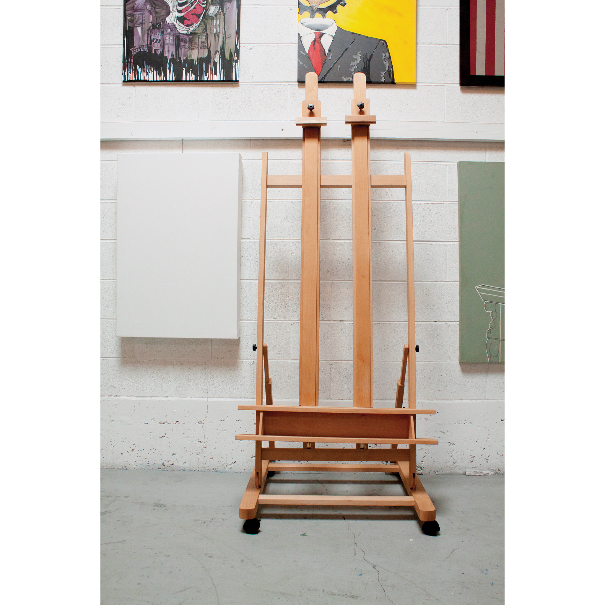 Large Heavy-Duty Studio Artist Easel H-Frame Wood Painting Art Easel  Standing