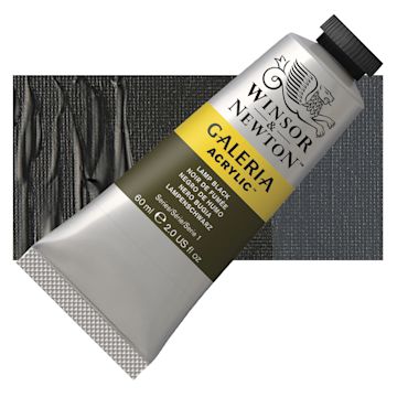 Open in modal - Winsor & Newton Galeria Flow Acrylic - Lamp Black, 60 ml tube and swatch
