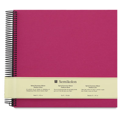 Black Page Photo Albums - Top view of Pink Medium Economy Album with label 