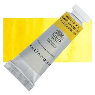 Open in modal - Winsor & Newton Professional Watercolor - Aureolin Hue, 14 ml Tube and swatch