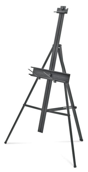 Martin Torino Aluminum Easel - Angled view of standing easel with mast partially extended