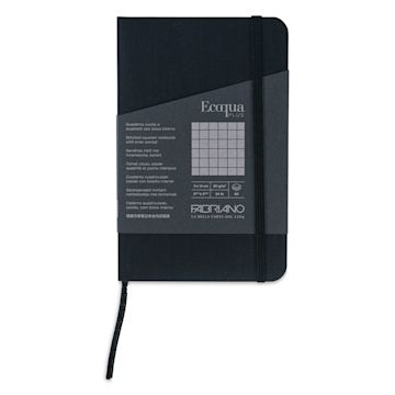 Open in modal - Fabriano EcoQua Plus Stitch-Bound Notebook - Black, 3-1/2" x 5-1/2", Grid, front cover