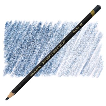 Open in modal - Derwent Chromaflow Colored Pencil - Deep Sea, swatch and pencil