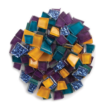 Crafter's Cut Pre-Cut Glass Mosaic Tiles - Assorted shapes and colors of Mardi Gras Tile Assortment
