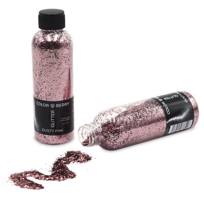 Colorberry Glitter - Dusty Pink, Chunky, 90 grams, Bottle (Glitter shown in and out of bottle)