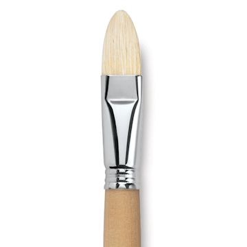 Open in modal - Escoda Clasico Chungking White Bristle Brush - Filbert, Long Handle, Size 20 close up
