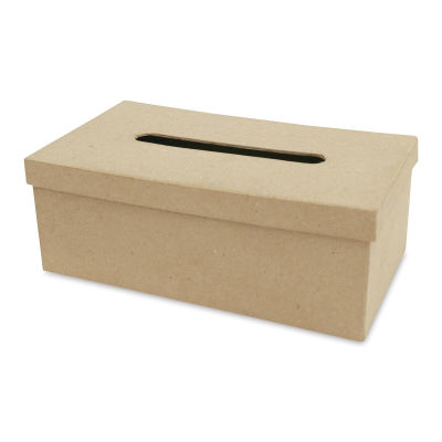 DecoPatch Paper Mache Tissue Box - right angled view, undecorated