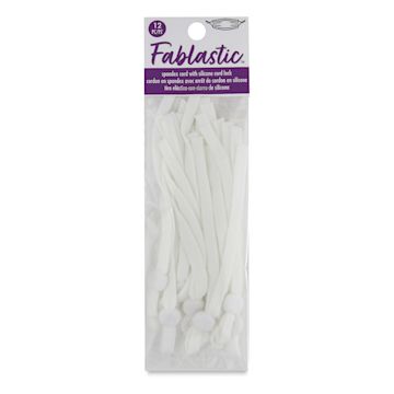 Open in modal - Spandex Cord With Lock, White, 10 mm Bead, Package of 12