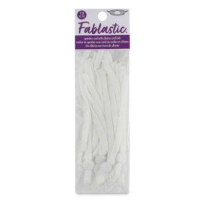 Spandex Cord With Lock, White, 10 mm Bead, Package of 12