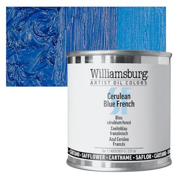 Open in modal - Williamsburg Handmade Safflower Oil Color - Cerulean Blue French, 8 oz Can and swatch
