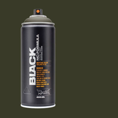 Montana Black Spray Paint - B.A. Bosko, 400 ml can with swatch