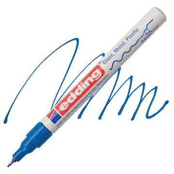 Open in modal - Edding Gloss Paint Marker - Blue, Round Nib, 0.8 mm, swatch and marker