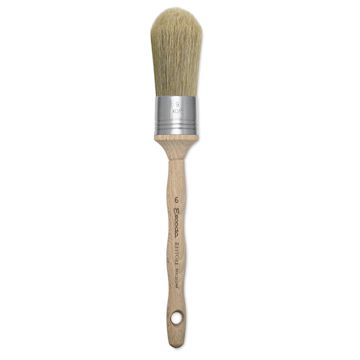Open in modal - Escoda Restore Premium Brushes - Round Domed Bristle brush shown upright
