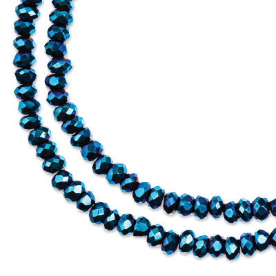 John Bead Crystal Lane Rondelle Bead Strands - Blue, Opaque, Iris, 7" (Close-up of beads)