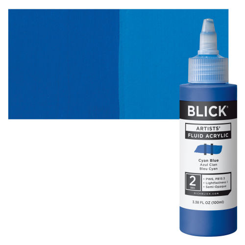 Blick Artists' Fluid Acrylic - Cyan Blue, 100 ml