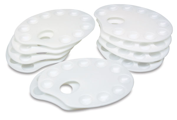 Small White Plastic Palette Paint Tray Palette, Kids Paint Palette