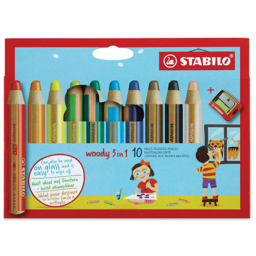 STABILO Woody 3 in 1 Multi Talent Pencil Crayon - White (Pack of 5)
