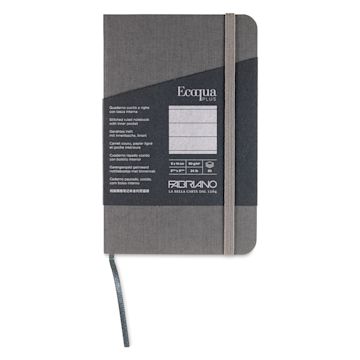 Open in modal - Fabriano EcoQua Plus Stitch-Bound Notebook - Grey, 3-1/2" x 5-1/2", Lined, front cover