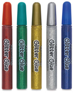 Crayola Washable Glitter Glue - Components of set of 5 shown upright