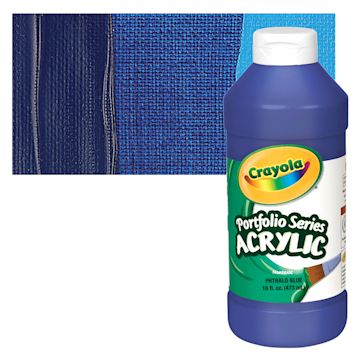 Open in modal - Crayola Portfolio Series Acrylic - Phthalo Blue, 16 oz bottle and swatch