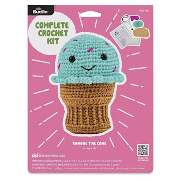 Open in modal - Bucilla Acrylic Yarn Amigurumi Crochet Kit - Ramone the Ice Cream Cone - front of packaging