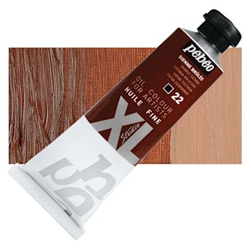 Open in modal - Pebeo XL Studio Oil Paint - Burnt Sienna, 37 ml tube and swatch
