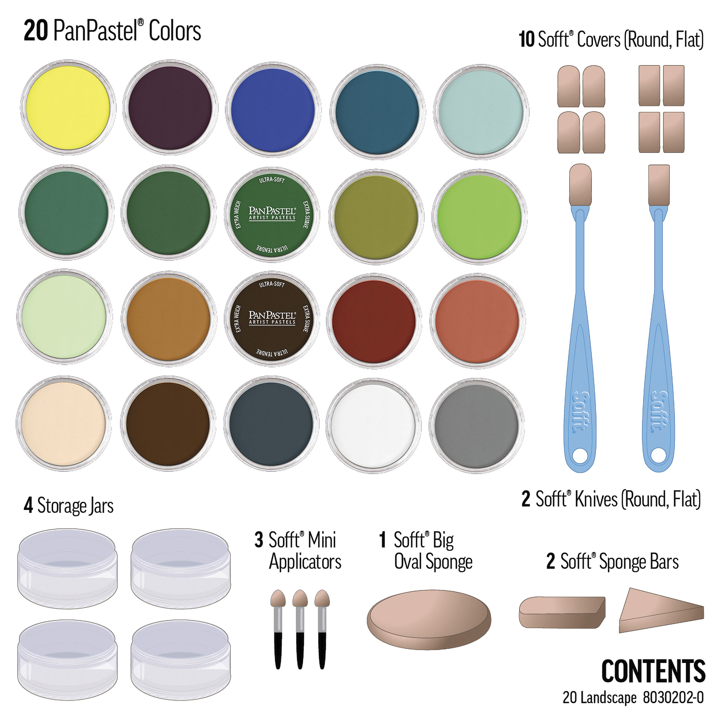 PanPastel Artists' Painting Pastels Set - Landscape Colors, Set of