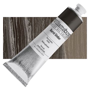 Open in modal - Williamsburg Handmade Oil Paint - Burnt Umber, 150 ml tube and swatch