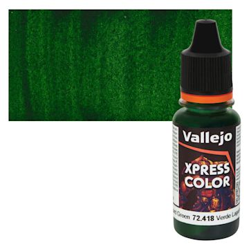 Open in modal - Vallejo Xpress Color Acrylic Paint - Lizard Green, 18 ml Bottle and Swatch