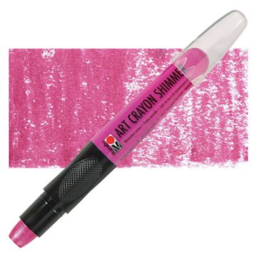 Open in modal - Marabu Art Crayon - Shimmer Rose Pink, crayon with swatch