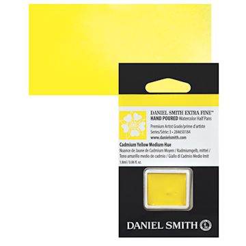 Open in modal - Daniel Smith Extra Fine Watercolor Half Pan - Cadmium Yellow Medium Hue and swatch