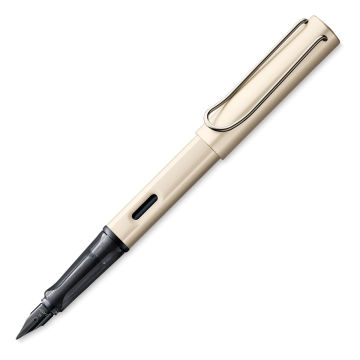 Lamy Lx Fountain Pen - Palladium color pen open and at angle
