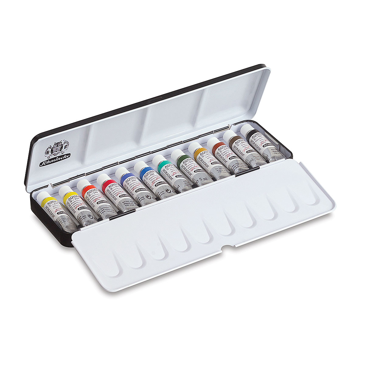 Custom Wet Paint Schmincke Horadam Empty Watercolor Tin for 24 1/2 Pans  with 12 Empty 1/2 Pans - Wet Paint Artists' Materials and Framing