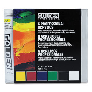 Golden Heavy Body Artist Acrylic Set - Introductory Set, .75 oz Tubes. In package.