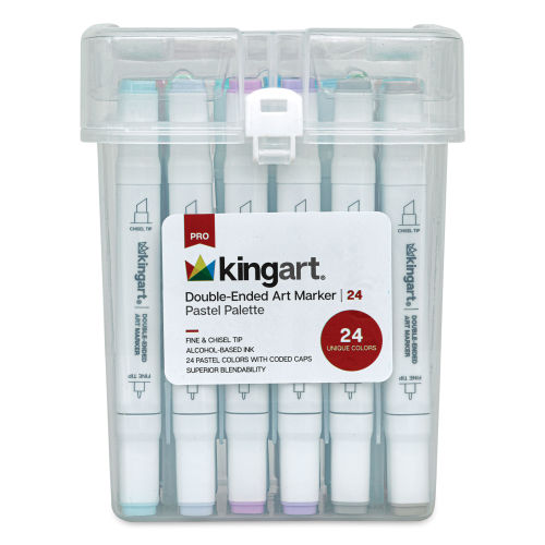 Kingart Pro Double-Ended Art Alcohol Markers - Pastel, Set of 24