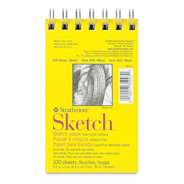 Open in modal - Strathmore 300 Series Wirebound Sketch Pad - 3-1/2" x 5", 50 lb, 100 Sheets