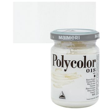 Open in modal - Maimeri Polycolor Vinyl Paint - Titanium White, 140 ml Jar and swatch