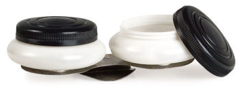 Plastic Palette Cups - Side view showing clip and one lid removed