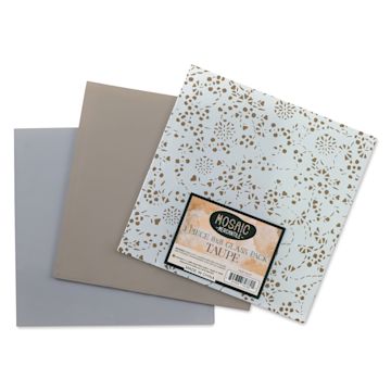 Open in modal - Mosaic Mercantile Opalescent Glass Pack - Taupe, 8" x 8", Pkg of 3, fanned out
