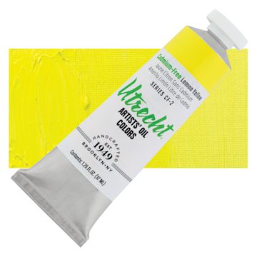 Open in modal - Utrecht Artists' Oil Paint - Cadmium-Free Lemon Yellow, 37 ml tube and swatch