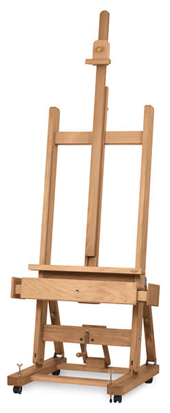 Mabef Master Studio Easel - Front view of Master Studio Plus version with mast extended 