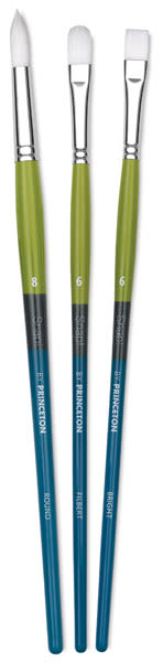Open in modal - Princeton Snap! White Taklon Brush Set - Long Handle, Set of 3