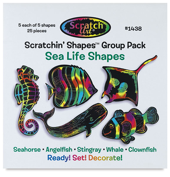 Scratch Art® Classroom Packs - Scratch Art Sea Life Scratchin' Shapes Group  Pack
